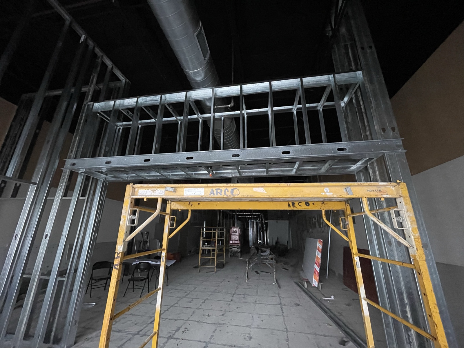 Metal stud framing, scaffold up
