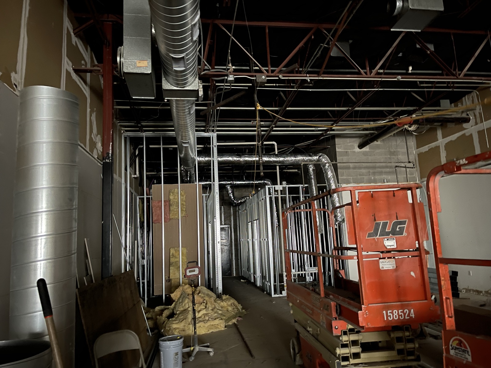 Framing, ductwork and lifts on site